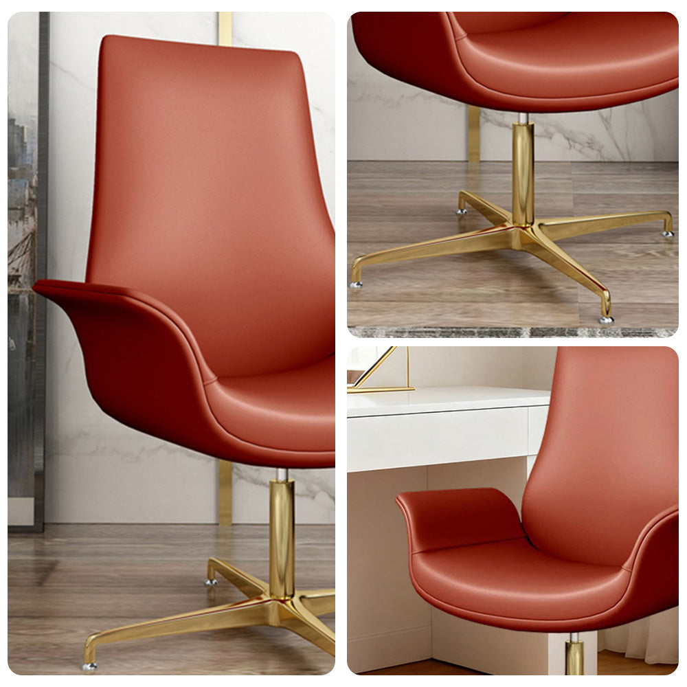 LIVARA Office Chair – Ergonomic Wide Backrest, Nappa Leather, High-Density Foam, Fixed Armrests, Gas Lift & 360° Swivel - Red