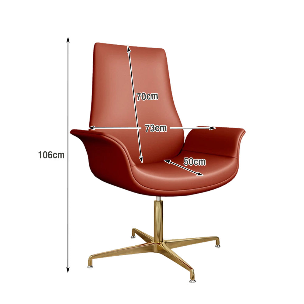 LIVARA Office Chair – Ergonomic Wide Backrest, Nappa Leather, High-Density Foam, Fixed Armrests, Gas Lift & 360° Swivel - Red