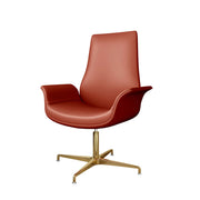 LIVARA Office Chair – Ergonomic Wide Backrest, Nappa Leather, High-Density Foam, Fixed Armrests, Gas Lift & 360° Swivel - Red