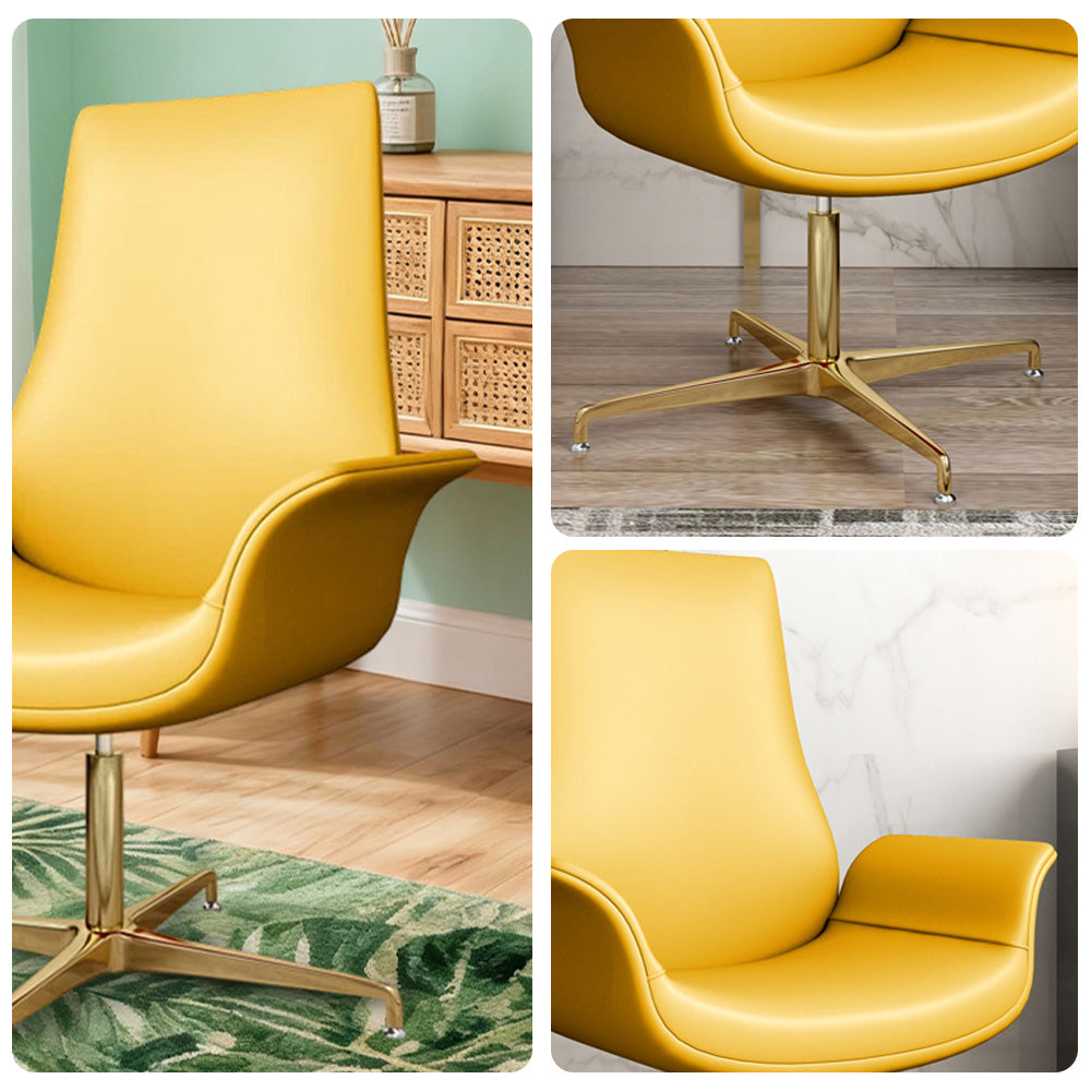 LIVARA Office Chair – Ergonomic Wide Backrest, Nappa Leather, High-Density Foam, Fixed Armrests, Gas Lift & 360° Swivel - Yellow