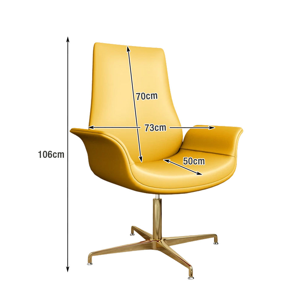 LIVARA Office Chair – Ergonomic Wide Backrest, Nappa Leather, High-Density Foam, Fixed Armrests, Gas Lift & 360° Swivel - Yellow