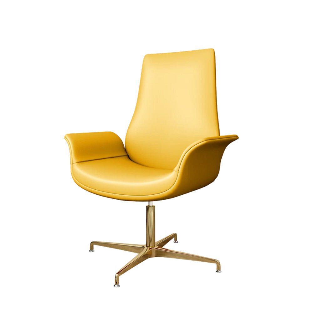 LIVARA Office Chair – Ergonomic Wide Backrest, Nappa Leather, High-Density Foam, Fixed Armrests, Gas Lift & 360° Swivel - Yellow
