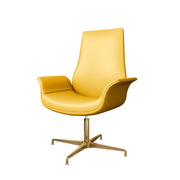 LIVARA Office Chair – Ergonomic Wide Backrest, Nappa Leather, High-Density Foam, Fixed Armrests, Gas Lift & 360° Swivel - Yellow