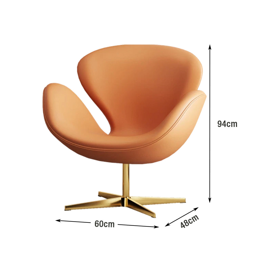 LIVARA Office Chair – Premium Leather, High-Density Foam, 360° Swivel, Adjustable Height, Stainless Steel Base - Orange