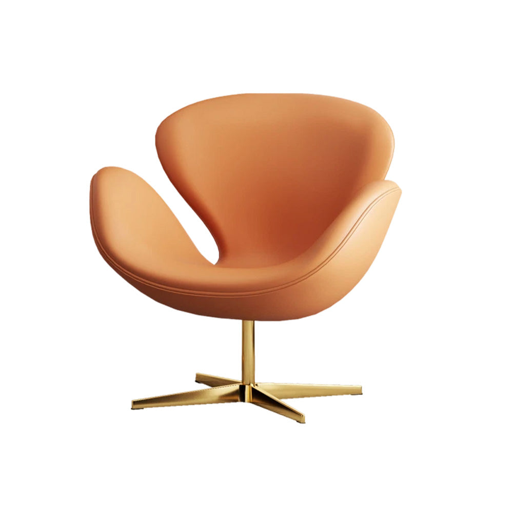 LIVARA Office Chair – Premium Leather, High-Density Foam, 360° Swivel, Adjustable Height, Stainless Steel Base - Orange