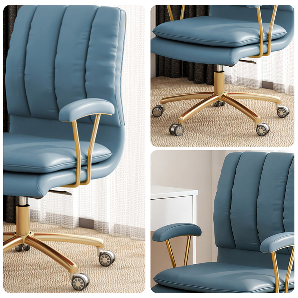 LIVARA Office Chair Microfiber Leather, High-Density Foam, 360° Swivel & Adjustable Height, Stainless Steel Base - Blue