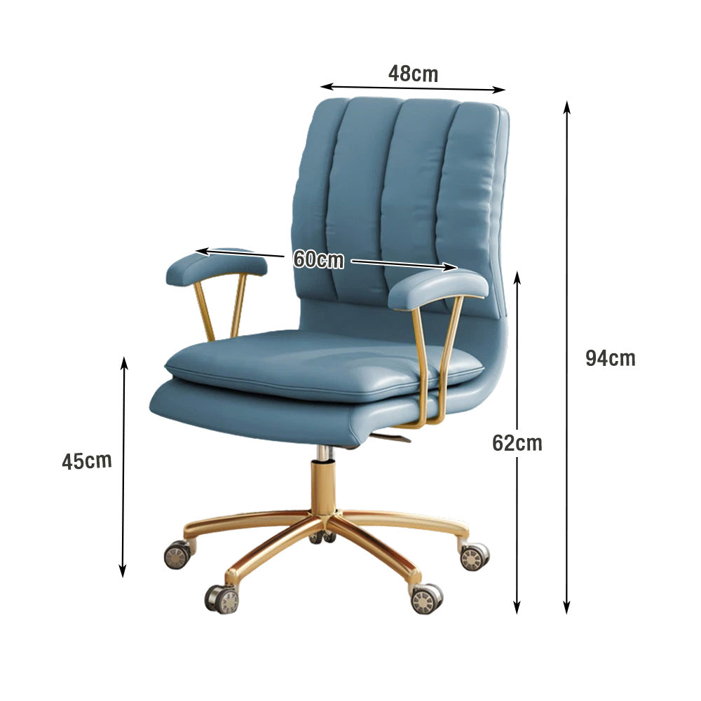 LIVARA Office Chair Microfiber Leather, High-Density Foam, 360° Swivel & Adjustable Height, Stainless Steel Base - Blue