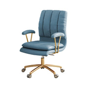 LIVARA Office Chair Microfiber Leather, High-Density Foam, 360° Swivel & Adjustable Height, Stainless Steel Base - Blue