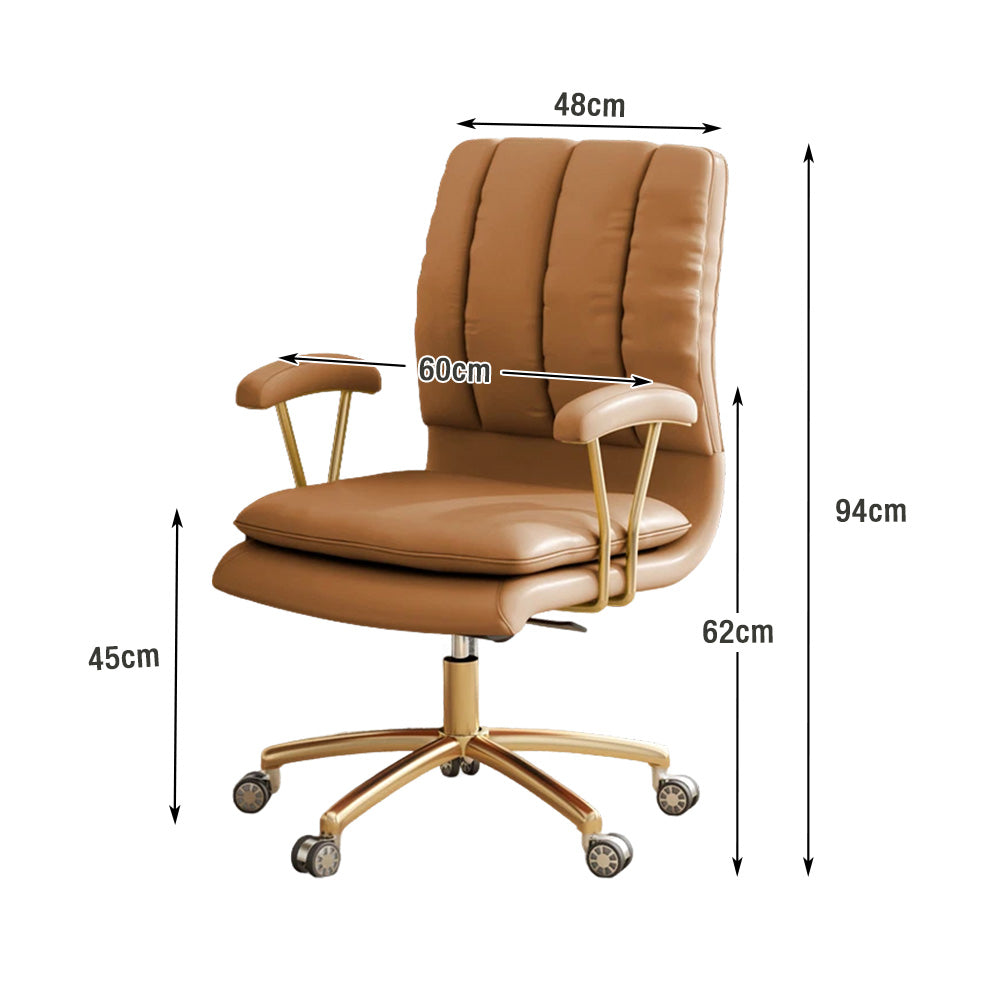 LIVARA Office Chair Microfiber Leather, High-Density Foam, 360° Swivel & Adjustable Height, Stainless Steel Base - Khaki