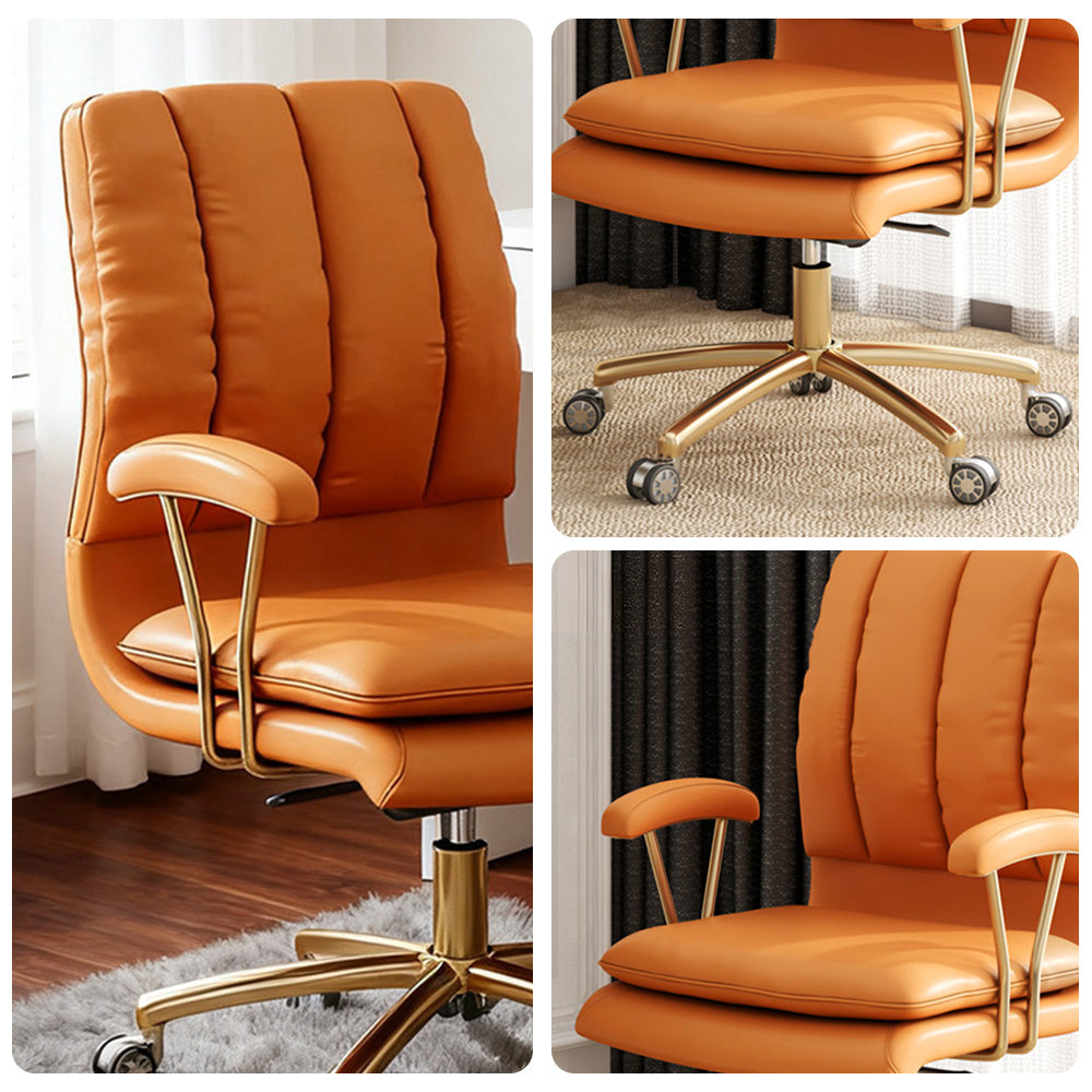 LIVARA Office Chair Microfiber Leather, High-Density Foam, 360° Swivel & Adjustable Height, Stainless Steel Base - Orange