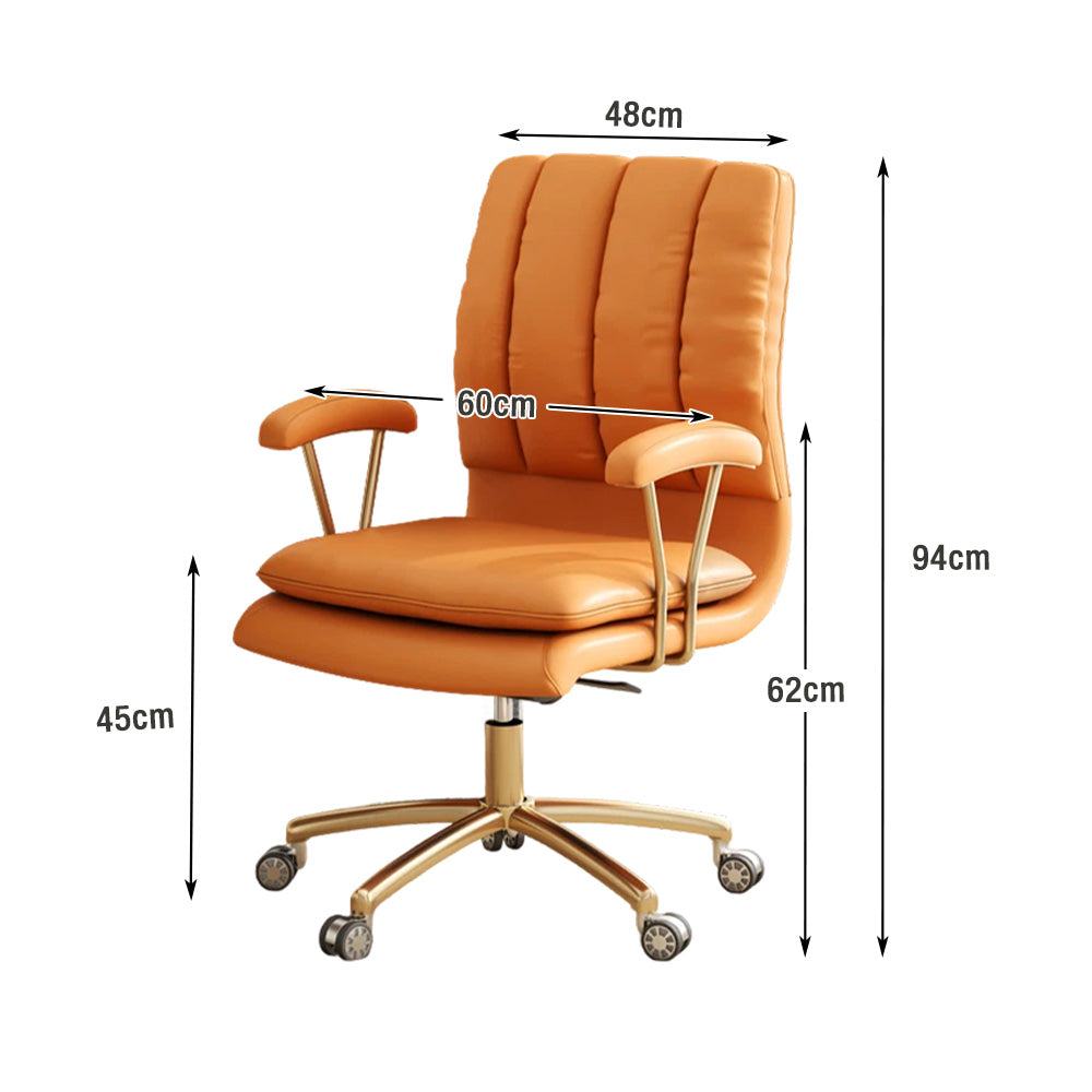 LIVARA Office Chair Microfiber Leather, High-Density Foam, 360° Swivel & Adjustable Height, Stainless Steel Base - Orange
