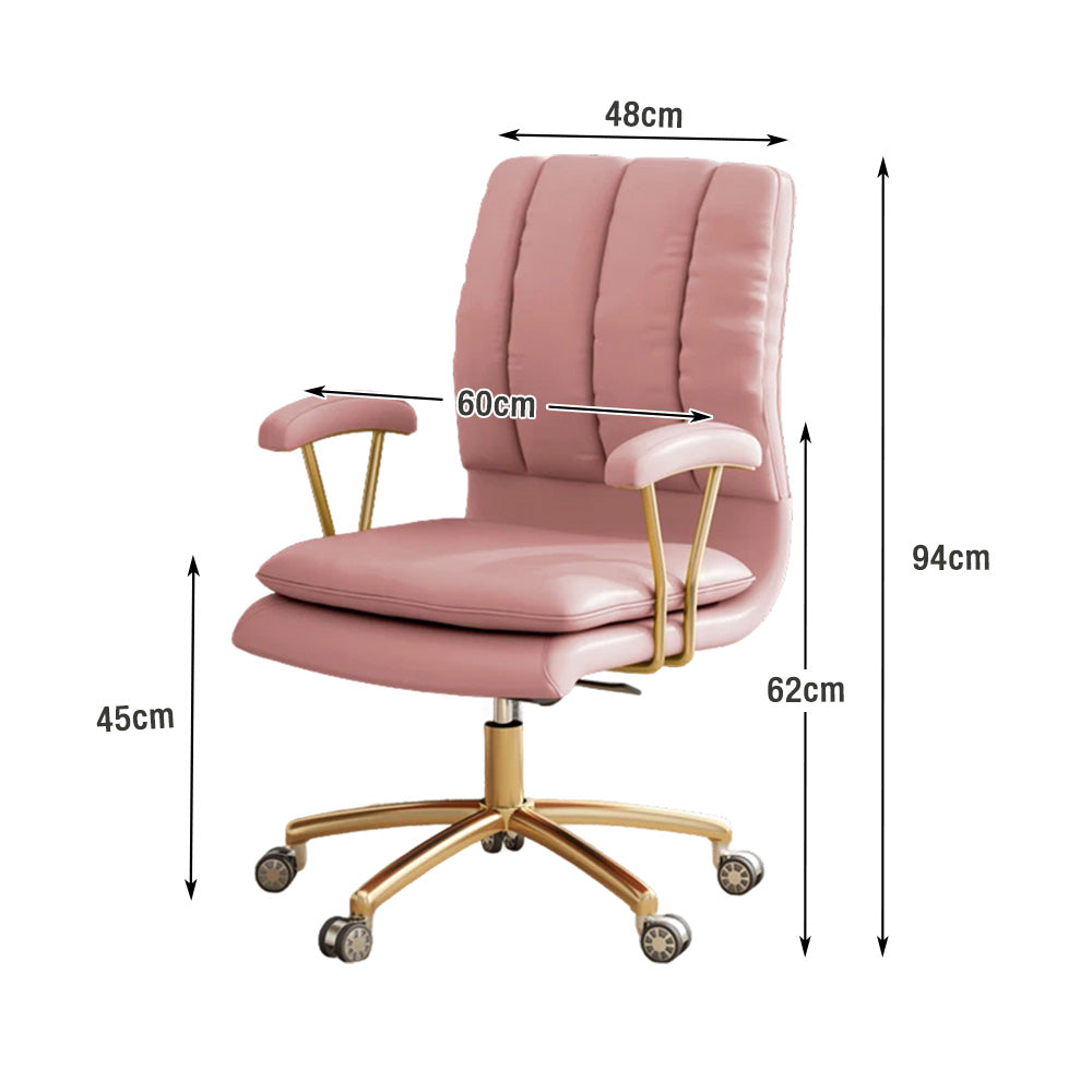 LIVARA Office Chair Microfiber Leather, High-Density Foam, 360° Swivel & Adjustable Height, Stainless Steel Base - Pink