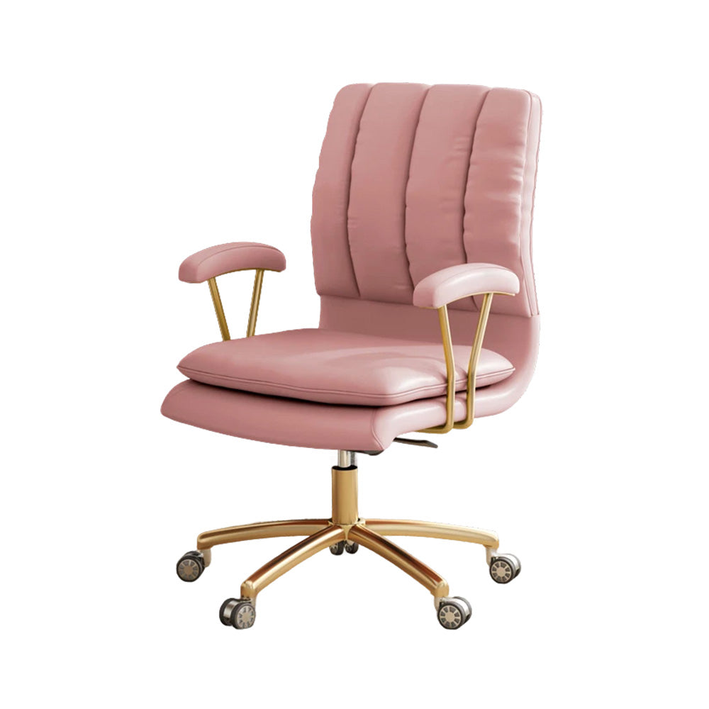 LIVARA Office Chair Microfiber Leather, High-Density Foam, 360° Swivel & Adjustable Height, Stainless Steel Base - Pink