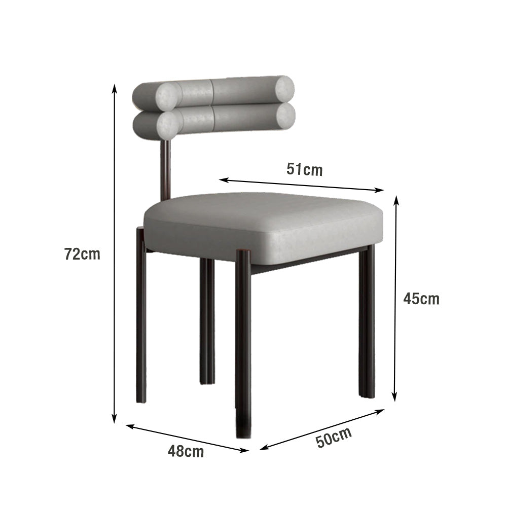 LIVARA Dining Chair Semi-Enclosed Design, Nappa Leather & Fabric, High-Density Foam, Carbon Steel Frame - Grey