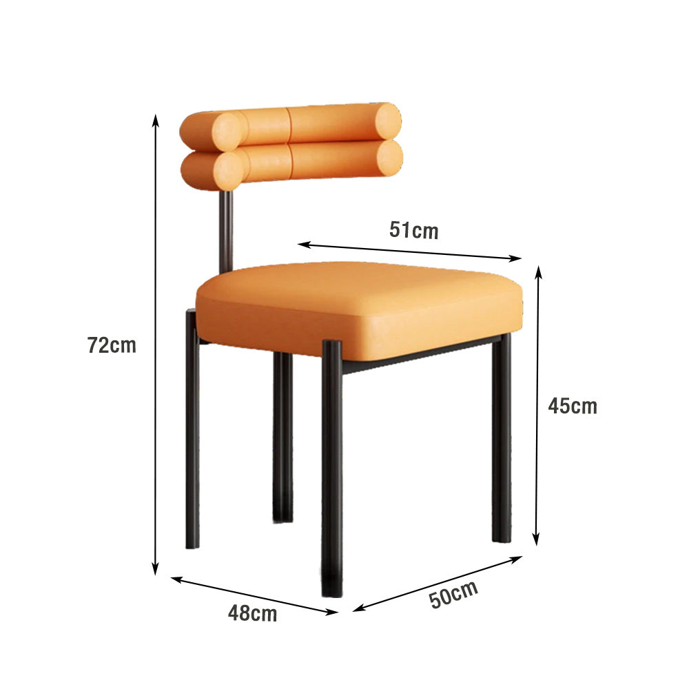 LIVARA Dining Chair Semi-Enclosed Design, Nappa Leather & Fabric, High-Density Foam, Carbon Steel Frame - Orange