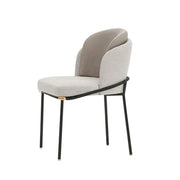 LIVARA Dining Chair – Premium Fabric & Faux Leather Upholstery, Ergonomic Curved Backrest, High-Density Cushion, Sturdy Metal Frame with Gold Accents - Beige