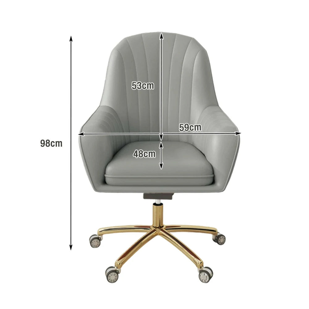 LIVARA Ergonomic Office Chair – Premium Faux Leather Upholstery, Comfortable High-Density Cushion, Stylish Plywood Backrest, 360° Swivel Base with Smooth Wheels - Grey