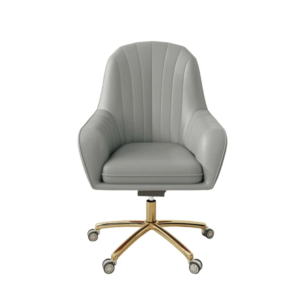 LIVARA Ergonomic Office Chair – Premium Faux Leather Upholstery, Comfortable High-Density Cushion, Stylish Plywood Backrest, 360° Swivel Base with Smooth Wheels - Grey