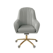 LIVARA Ergonomic Office Chair – Premium Faux Leather Upholstery, Comfortable High-Density Cushion, Stylish Plywood Backrest, 360° Swivel Base with Smooth Wheels - Grey