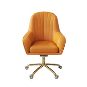 LIVARA Ergonomic Office Chair – Premium Faux Leather Upholstery, Comfortable High-Density Cushion, Stylish Plywood Backrest, 360° Swivel Base with Smooth Wheels - Orange