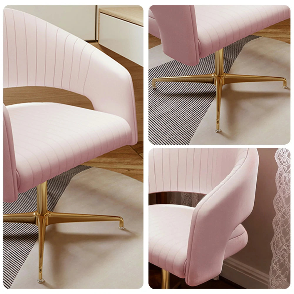 LIVARA Accent Chair – Imported Nappa Leather, Ergonomic Curved Backrest, High-Density Cushion, Fixed Steel Legs, Modern Dining & Computer Chair - Pink