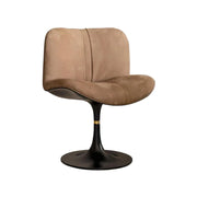 LIVARA Accent Swivel Chair – Premium Leather Upholstery, Ergonomic Curved Backrest, High-Density Cushion, Stable Steel Base, Modern Dining & Computer Chair - Brown