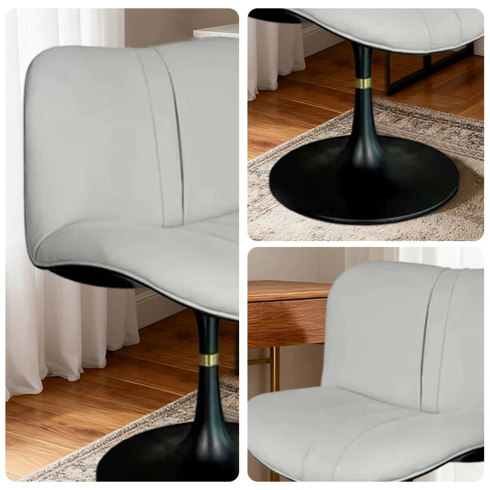 LIVARA Accent Swivel Chair – Premium Leather Upholstery, Ergonomic Curved Backrest, High-Density Cushion, Stable Steel Base, Modern Dining & Computer Chair - Grey