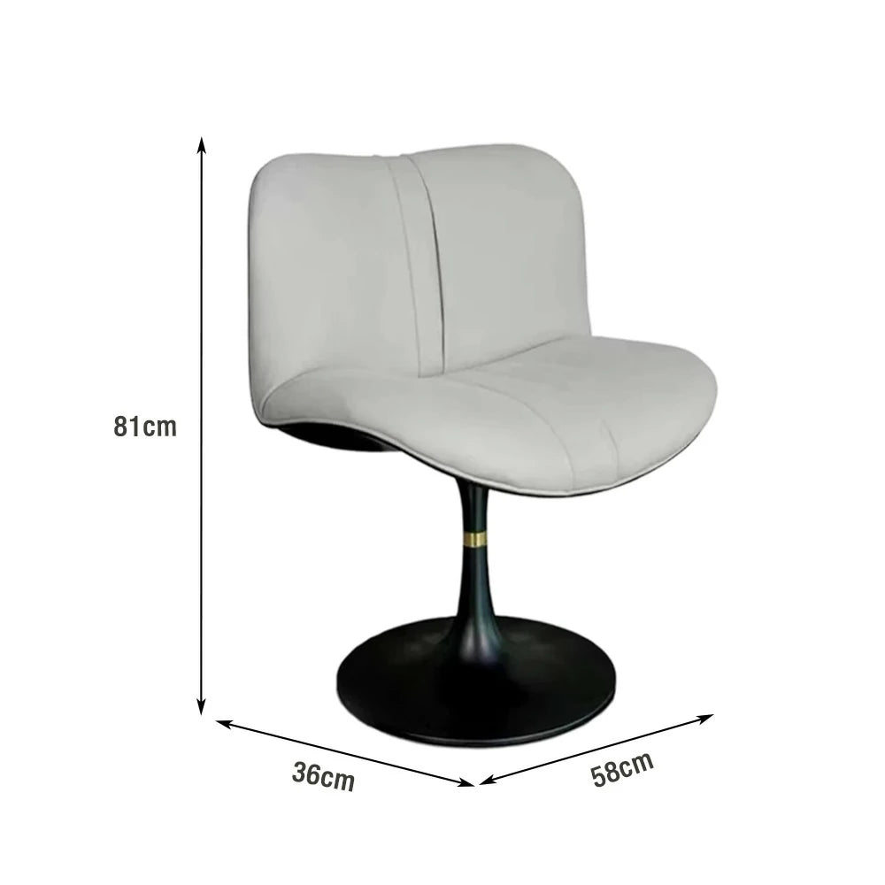 LIVARA Accent Swivel Chair – Premium Leather Upholstery, Ergonomic Curved Backrest, High-Density Cushion, Stable Steel Base, Modern Dining & Computer Chair - Grey