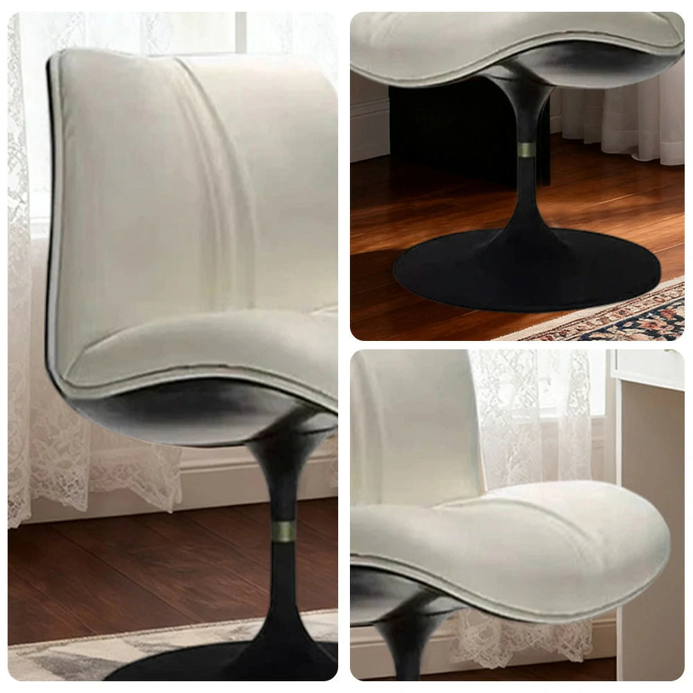 LIVARA Accent Swivel Chair – Premium Leather Upholstery, Ergonomic Curved Backrest, High-Density Cushion, Stable Steel Base, Modern Dining & Computer Chair - White