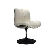 LIVARA Accent Swivel Chair – Premium Leather Upholstery, Ergonomic Curved Backrest, High-Density Cushion, Stable Steel Base, Modern Dining & Computer Chair - White