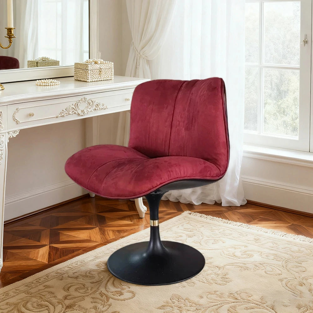 LIVARA Accent Swivel Chair – Premium Leather Upholstery, Ergonomic Curved Backrest, High-Density Cushion, Stable Steel Base, Modern Dining & Computer Chair - Burgundy