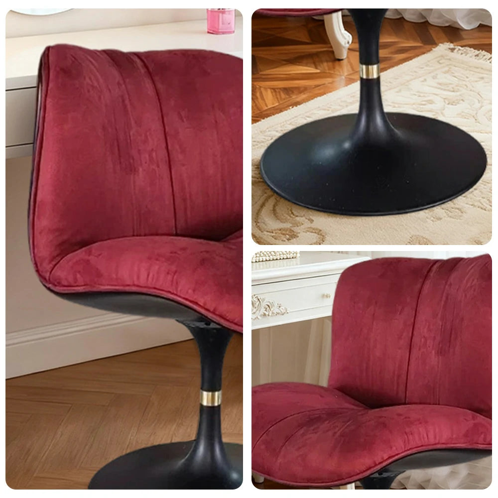 LIVARA Accent Swivel Chair – Premium Leather Upholstery, Ergonomic Curved Backrest, High-Density Cushion, Stable Steel Base, Modern Dining & Computer Chair - Burgundy