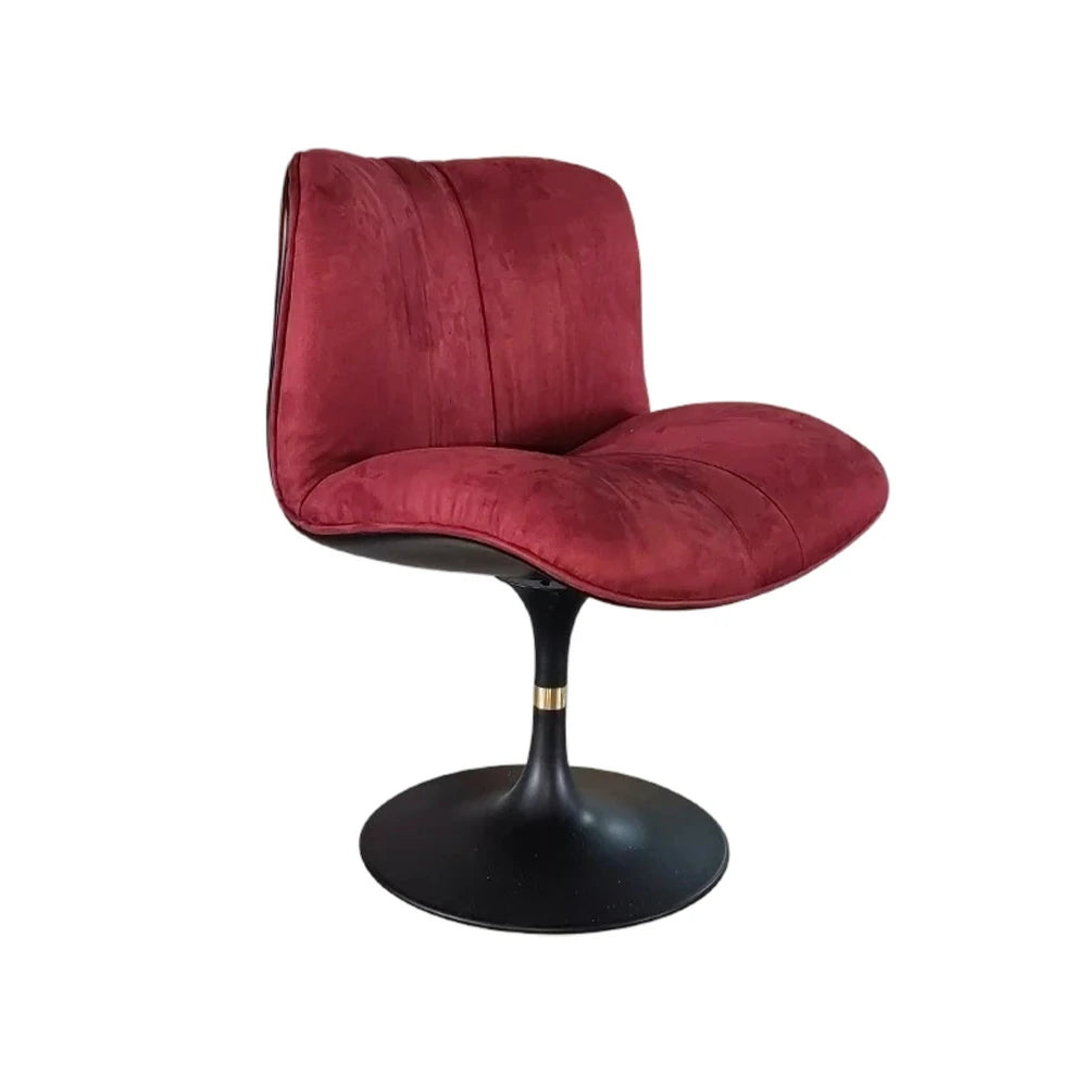 LIVARA Accent Swivel Chair – Premium Leather Upholstery, Ergonomic Curved Backrest, High-Density Cushion, Stable Steel Base, Modern Dining & Computer Chair - Burgundy