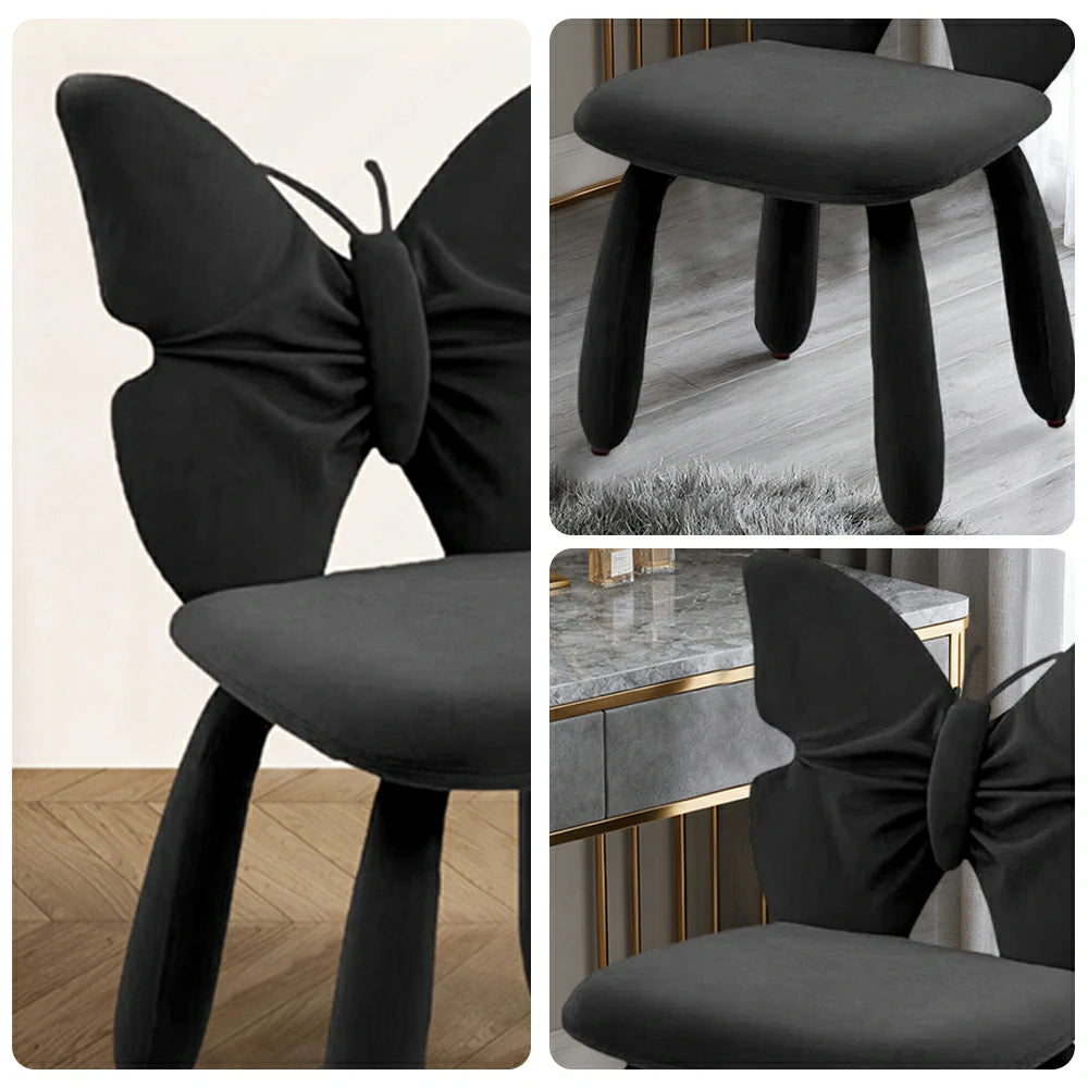 LIVARA Butterfly Accent Chair – Plush Velvet Upholstery, Unique Ergonomic Backrest, High-Density Cushion, Sturdy Frame, Modern Dining & Computer Chair - Black