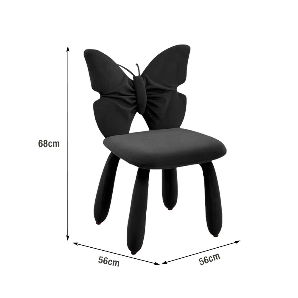LIVARA Butterfly Accent Chair – Plush Velvet Upholstery, Unique Ergonomic Backrest, High-Density Cushion, Sturdy Frame, Modern Dining & Computer Chair - Black