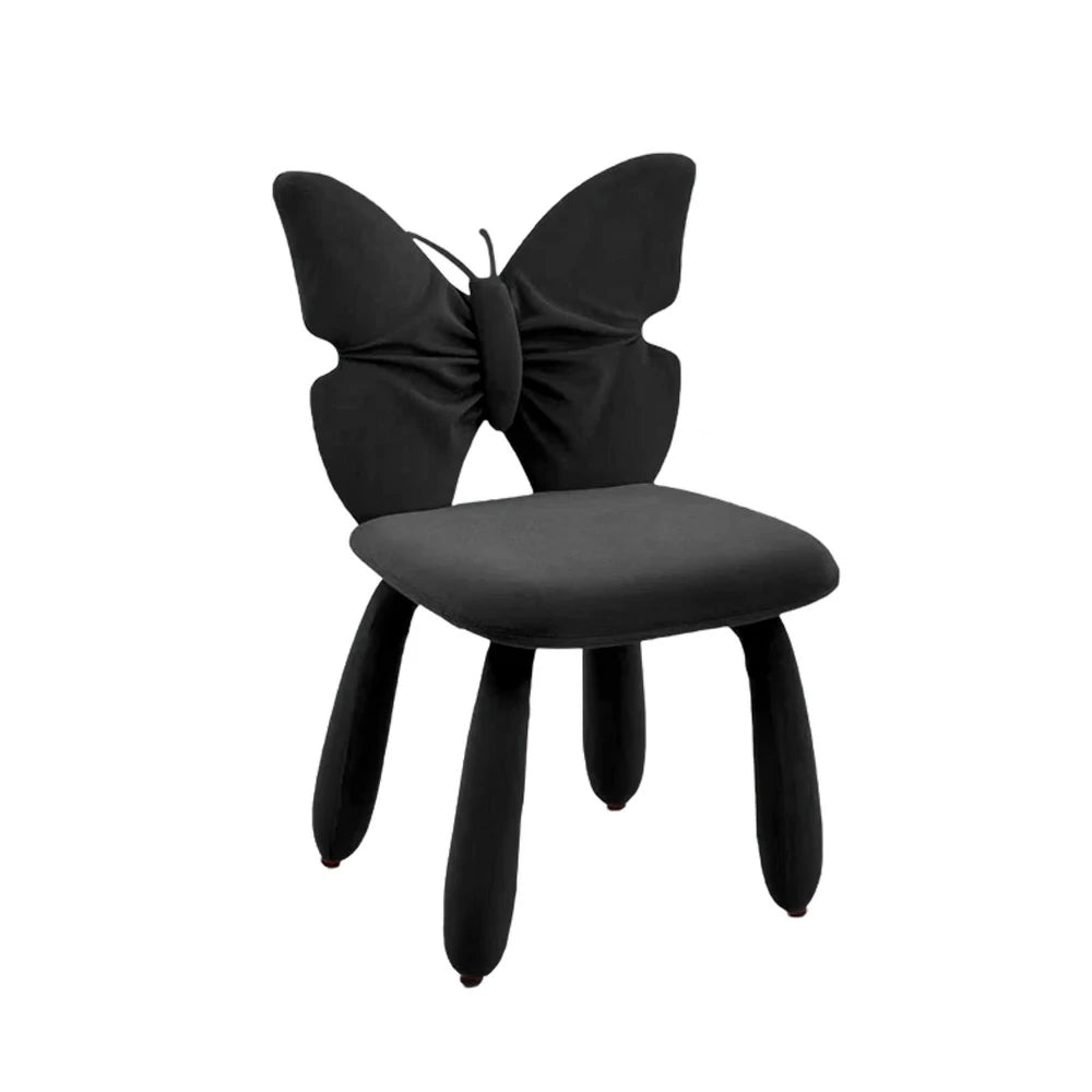 LIVARA Butterfly Accent Chair – Plush Velvet Upholstery, Unique Ergonomic Backrest, High-Density Cushion, Sturdy Frame, Modern Dining & Computer Chair - Black