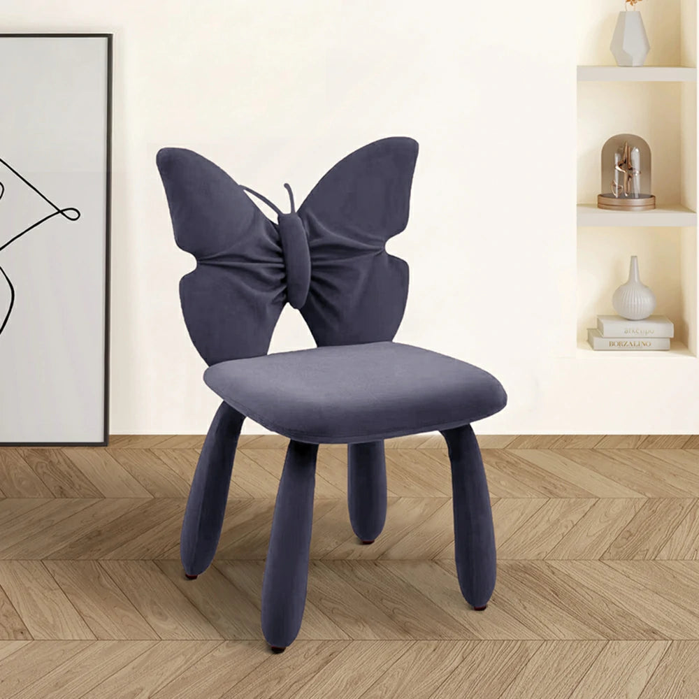 LIVARA Butterfly Accent Chair – Plush Velvet Upholstery, Unique Ergonomic Backrest, High-Density Cushion, Sturdy Frame, Modern Dining & Computer Chair - Purple