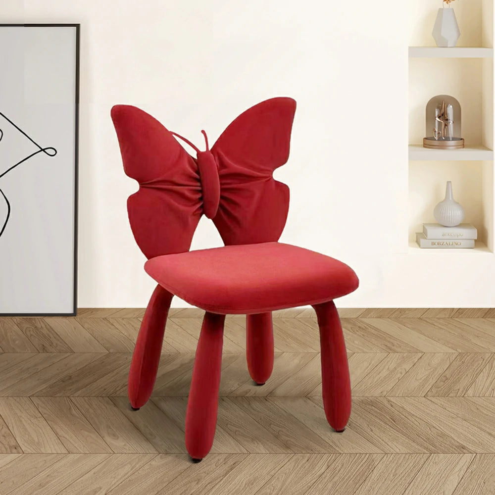 LIVARA Butterfly Accent Chair – Plush Velvet Upholstery, Unique Ergonomic Backrest, High-Density Cushion, Sturdy Frame, Modern Dining & Computer Chair - Red