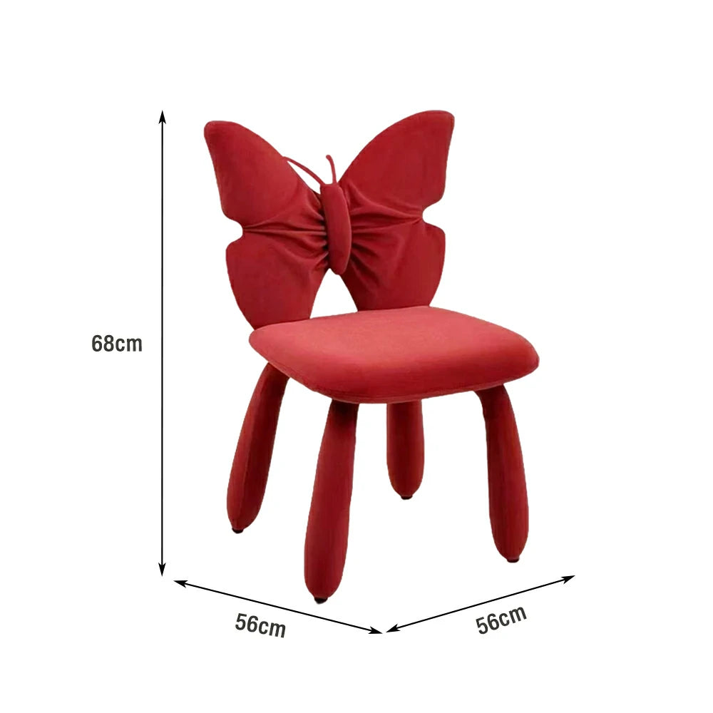 LIVARA Butterfly Accent Chair – Plush Velvet Upholstery, Unique Ergonomic Backrest, High-Density Cushion, Sturdy Frame, Modern Dining & Computer Chair - Red
