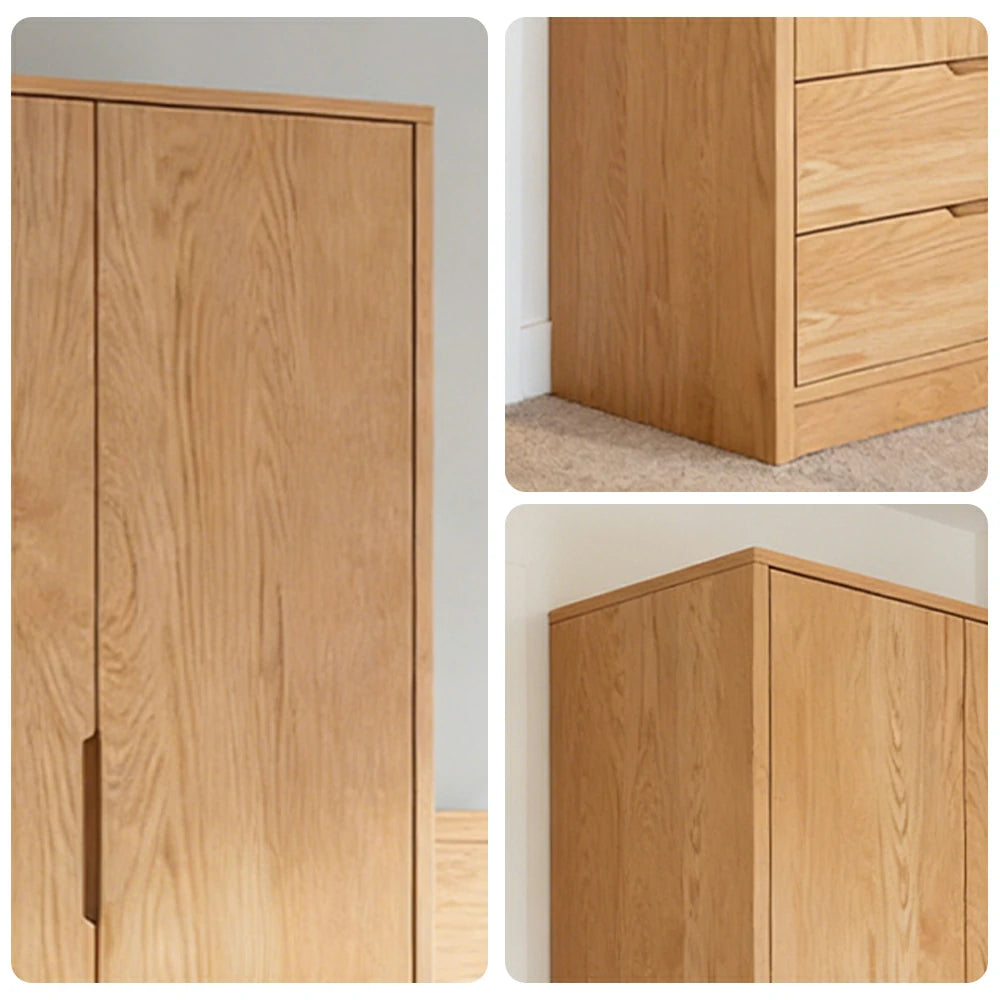 LIVARA 60/80cm Modern Wardrobe Cabinet - Flush Inset Door Design, Solid Timber Construction, Soft-Close Hinges & Quiet Drawers - Wood