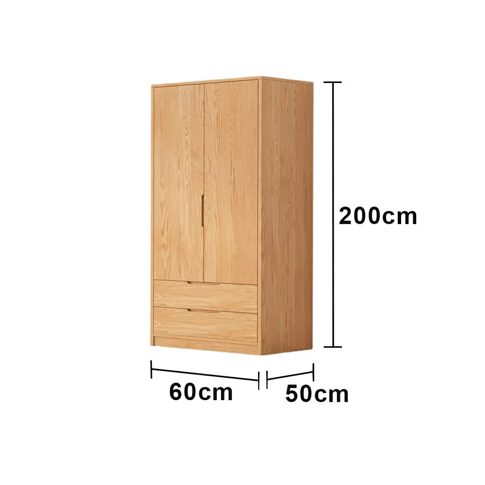LIVARA 60/80cm Modern Wardrobe Cabinet - Flush Inset Door Design, Solid Timber Construction, Soft-Close Hinges & Quiet Drawers - Wood
