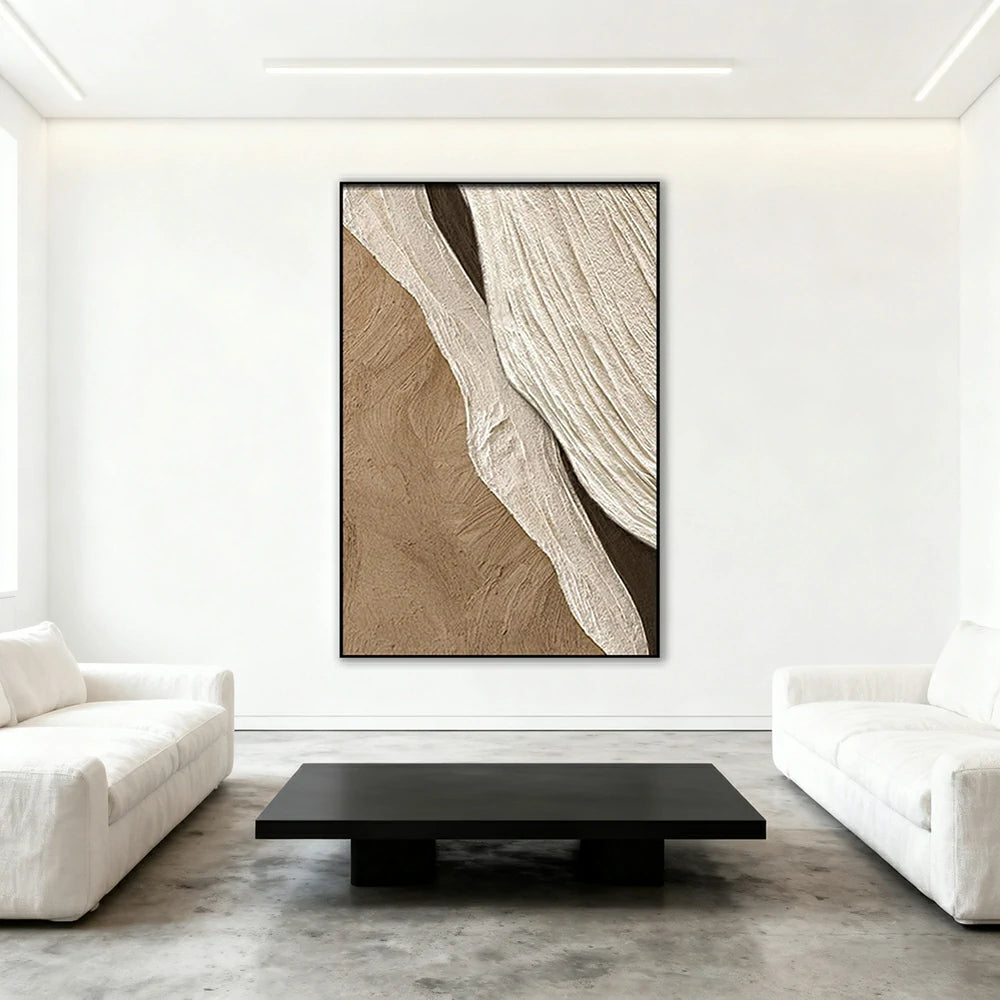LIVARA Hand-Painted Oil Painting 50/80/120cm Textured Abstract Wall Art Perfect for Creating a Warm and Stylish Living Room with Soft Layers and Modern Aesthetic