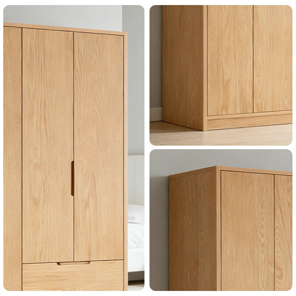 LIVARA 140/160cm Modern Wardrobe Cabinet - Flush Inset Door Design, Solid Timber Construction, Soft-Close Hinges & Quiet Drawers - Wood