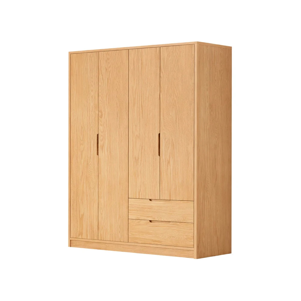 LIVARA 140/160cm Modern Wardrobe Cabinet - Flush Inset Door Design, Solid Timber Construction, Soft-Close Hinges & Quiet Drawers - Wood