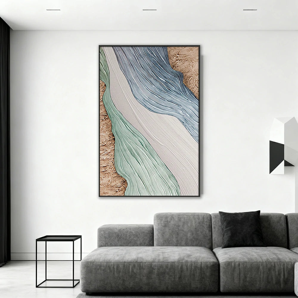 LIVARA Hand-Painted Oil Painting 50/80/120cm Modern Abstract Artwork with Soft Neutral Blends Designed for Elegant Living Rooms and Calm Minimalist Interiors
