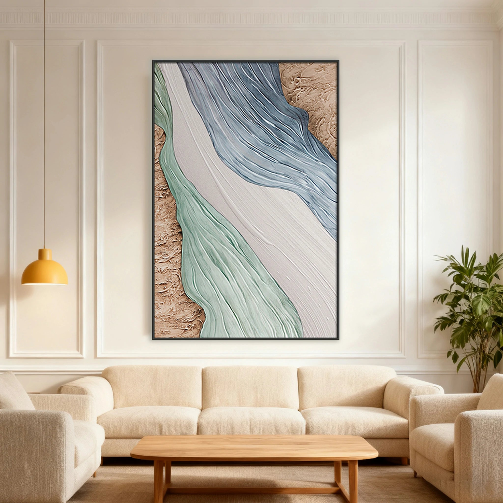 LIVARA Hand-Painted Oil Painting 50/80/120cm Modern Abstract Artwork with Soft Neutral Blends Designed for Elegant Living Rooms and Calm Minimalist Interiors