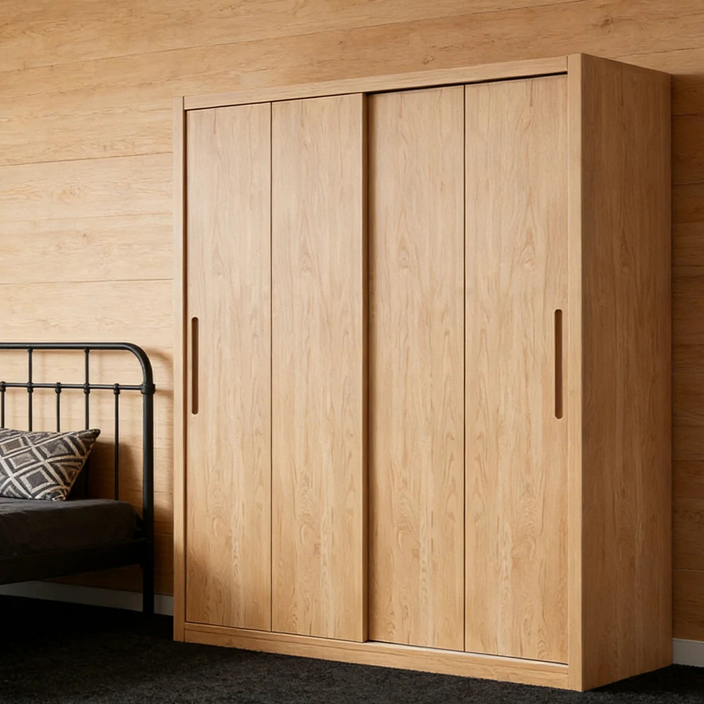 LIVARA 120/140cm Sliding Door Wardrobe - Soft-Close Glide System, North American Pine Construction, Space-Saving Bedroom Storage - Wood