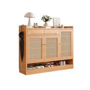 LIVARA 110cm Freestanding Shoe Cabinet with PVC Woven Doors - Breathable Moisture-Resistant Design, Spacious Multi-Tier Storage, Copper Handles