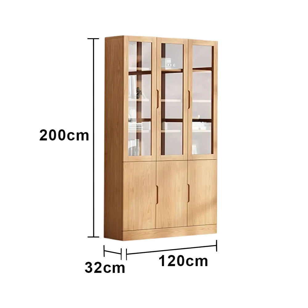 LIVARA 80/120cm Storage Cabinet - Tempered Glass Doors with Solid Pine Wood Frame, Soft-Close Hinges & Moisture-Resistant Base