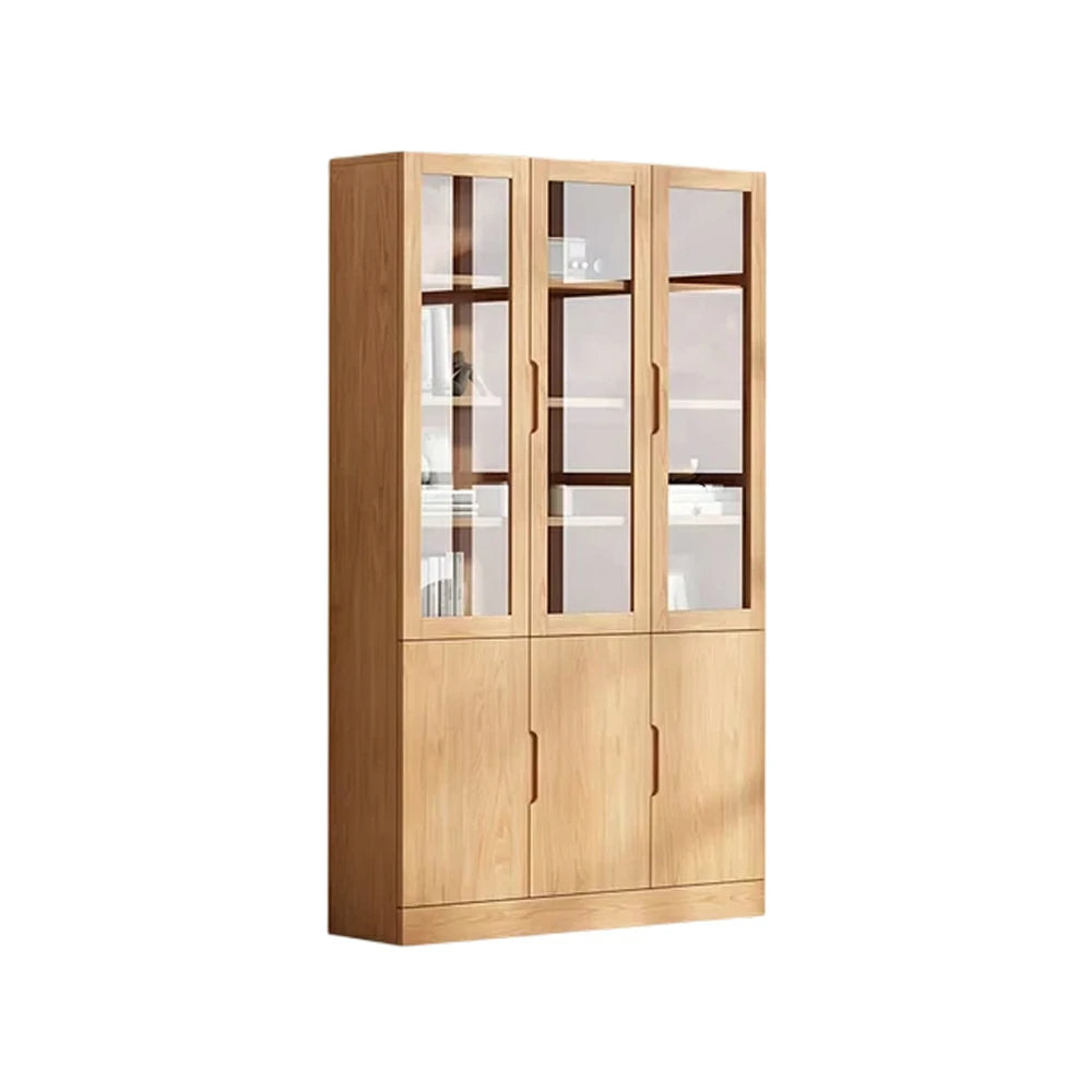 LIVARA 80/120cm Storage Cabinet - Tempered Glass Doors with Solid Pine Wood Frame, Soft-Close Hinges & Moisture-Resistant Base
